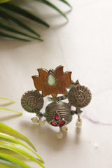 Dual Tone Premium Flower Motifs Pink Stones Embedded Statement Cocktail Ring
