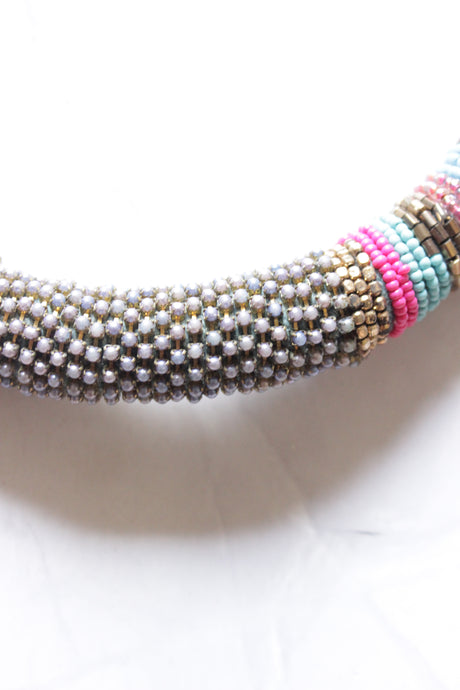 Multi-Color Acrylic and Metal Beads Handmade Necklace
