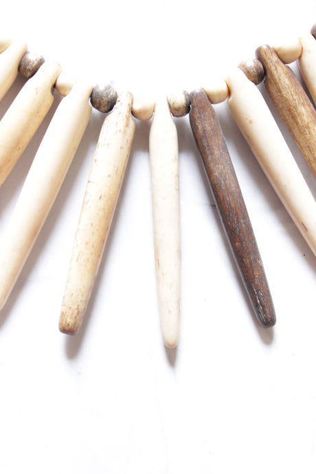 Ivory and Brown Wooden Beads Handmade  Boho Necklace