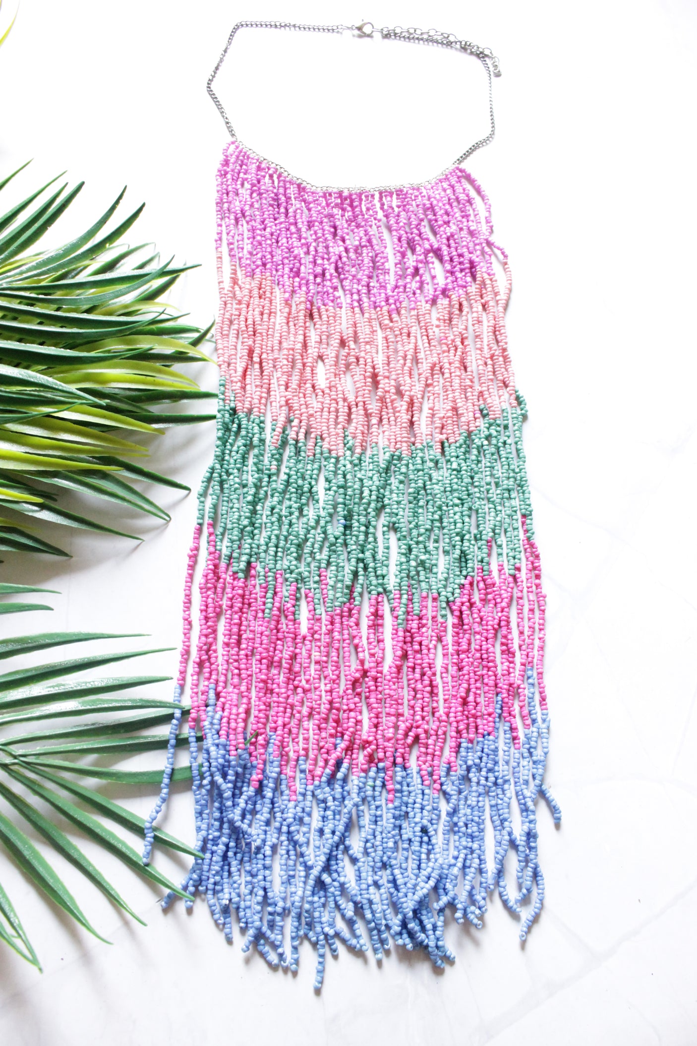 Multi-Color Beads Elaborate Boho Choker Collar Necklace