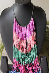 Multi-Color Beads Elaborate Boho Choker Collar Necklace