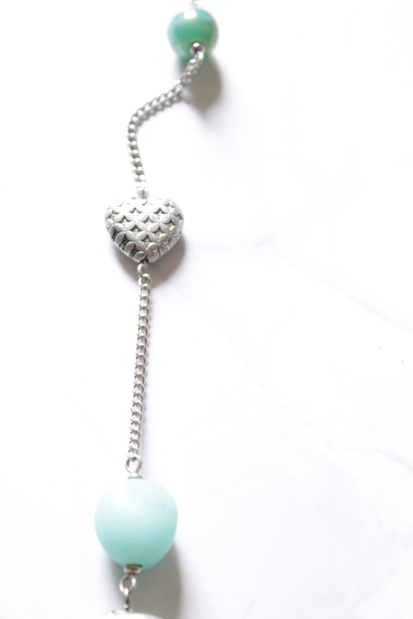 Blue Gemstones, Beads and Metal Beads Stringed in a Chain Necklace