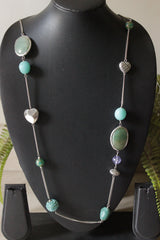 Blue Gemstones, Beads and Metal Beads Stringed in a Chain Necklace