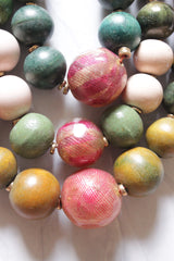 Multi-Color Wooden Beads Earthy Tones 3 Layer Handmade Necklace