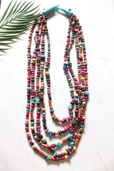 Multi-Color Wooden Beads 5 Layer Long Handmade Necklace
