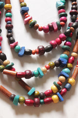 Multi-Color Wooden Beads 5 Layer Long Handmade Necklace