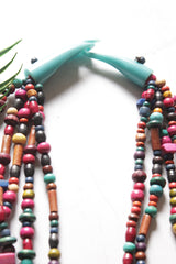 Multi-Color Wooden Beads 5 Layer Long Handmade Necklace