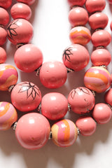 Peach Wooden Beads 3 Layer Chain Closure Necklace