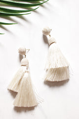 Off-White Pom Poms Handmade Dangler Earrings