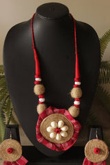 Jute and Fabric Handmade Necklace Set