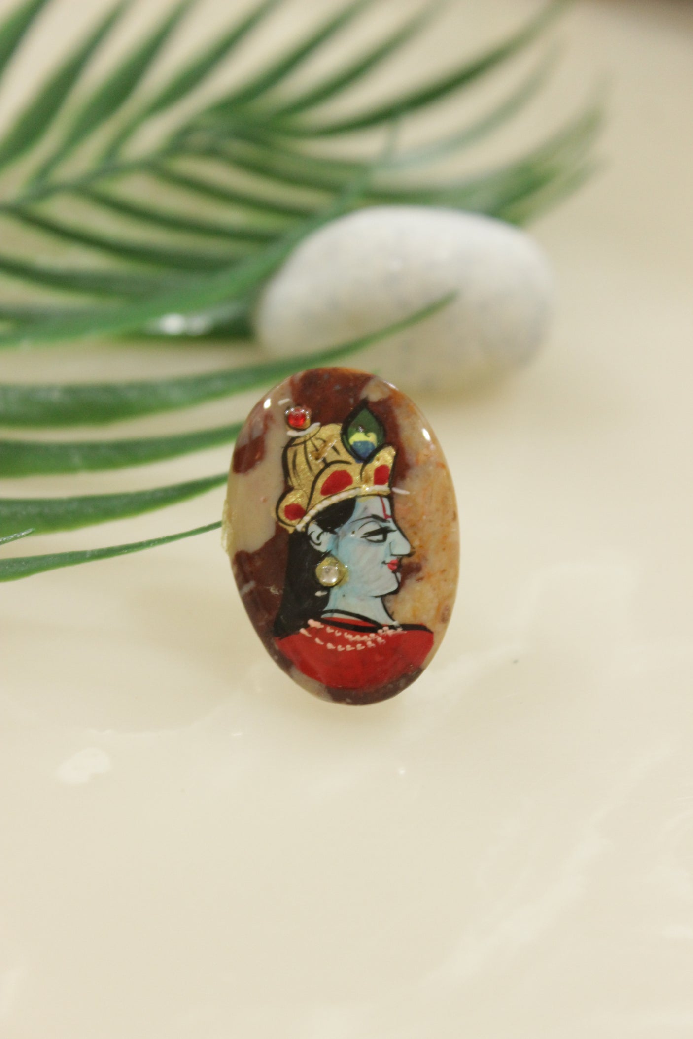 Hand Painted Marble Statement Adjustable Cocktail Ring