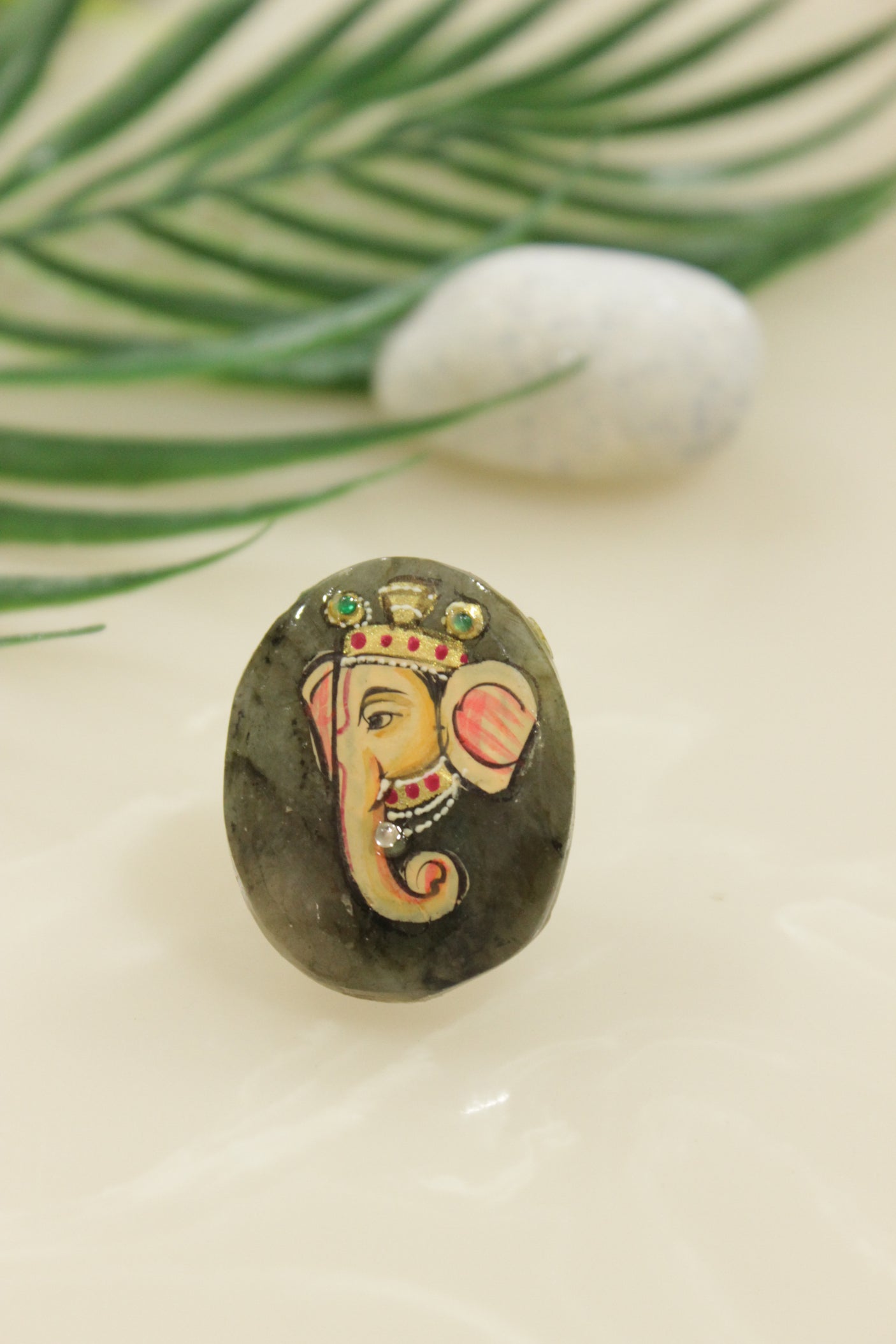 Hand Painted Marble Statement Adjustable Cocktail Ring