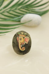 Hand Painted Marble Statement Adjustable Cocktail Ring