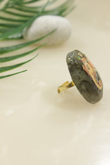 Hand Painted Marble Statement Adjustable Cocktail Ring