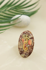 Hand Painted Marble Statement Adjustable Cocktail Ring