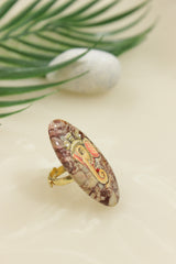Hand Painted Marble Statement Adjustable Cocktail Ring