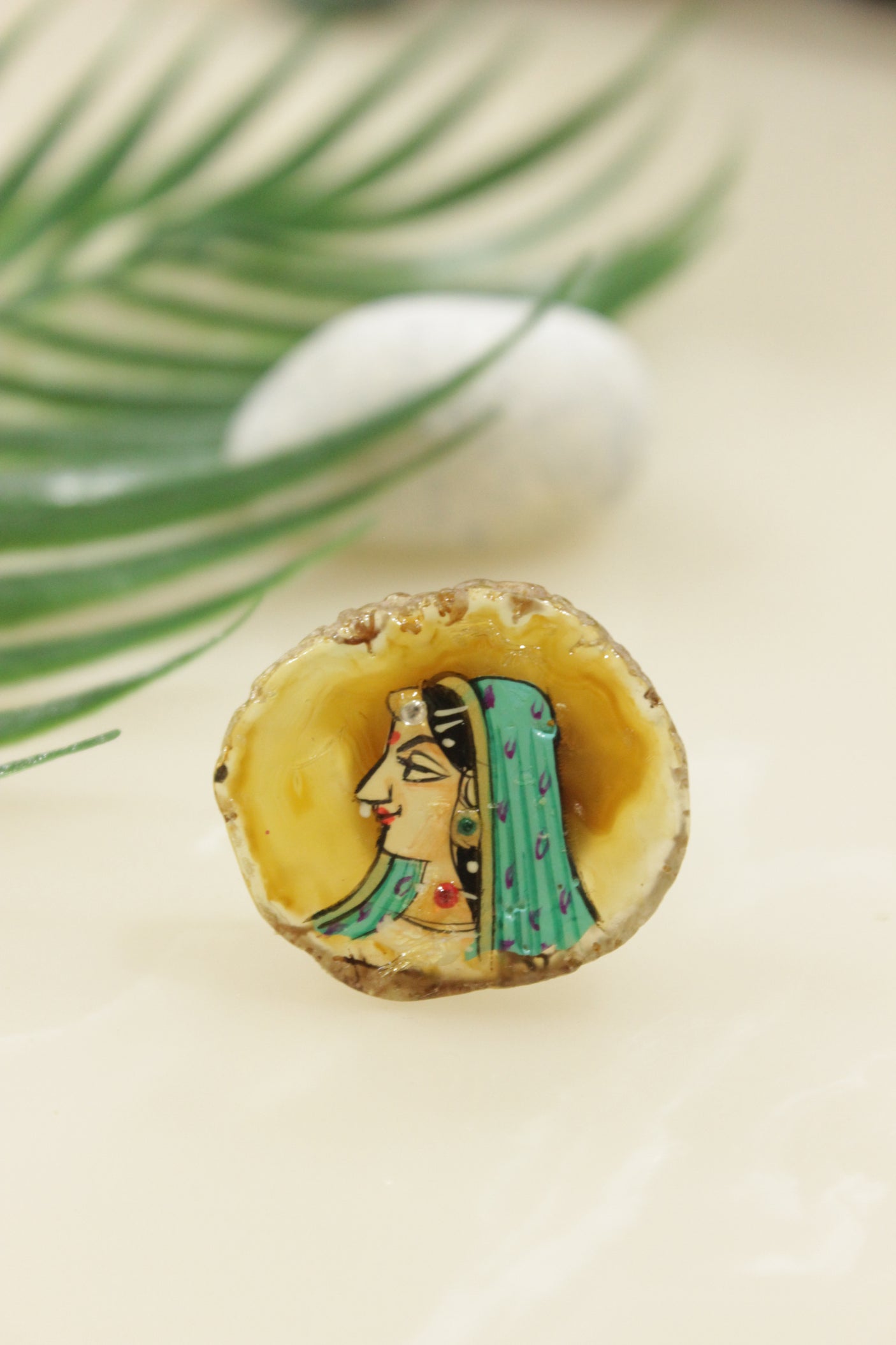 Hand Painted Marble Statement Adjustable Cocktail Ring