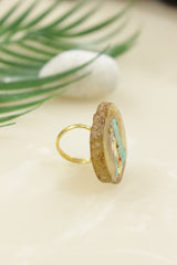 Hand Painted Marble Statement Adjustable Cocktail Ring