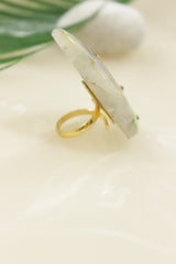 Hand Painted Marble Statement Adjustable Cocktail Ring