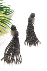 Handmade Beaded Black Dangler Earrings