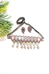 Mirror Work Beaded Handmade Boho Choker Necklace Set