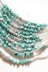Grey and Turquoise Beads Multi-Layer Handmade Necklace