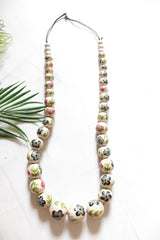 Hand Painted Wooden Beads Long Necklace