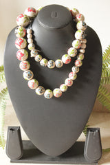 Hand Painted Wooden Beads Long Necklace