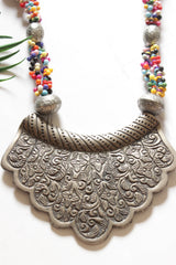 Premium Oxidised Finish Statement Pendant Beaded Long Chains Necklace