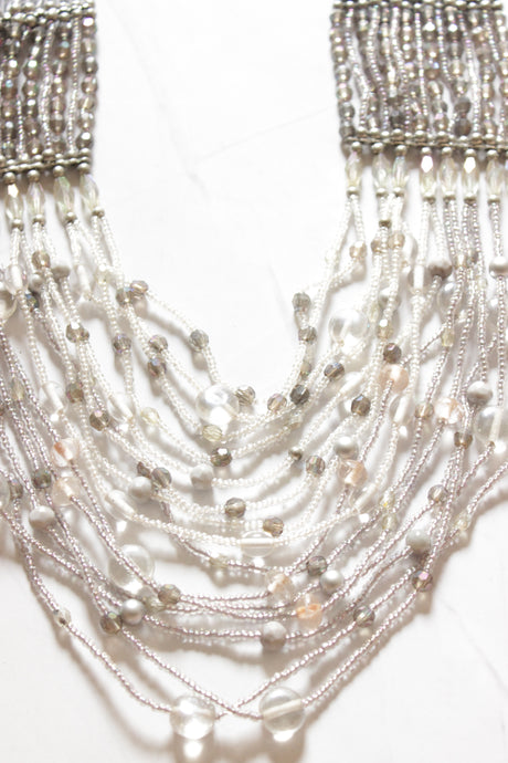 White Glass and Acrylic Beads Multi-Layer Handmade Necklace