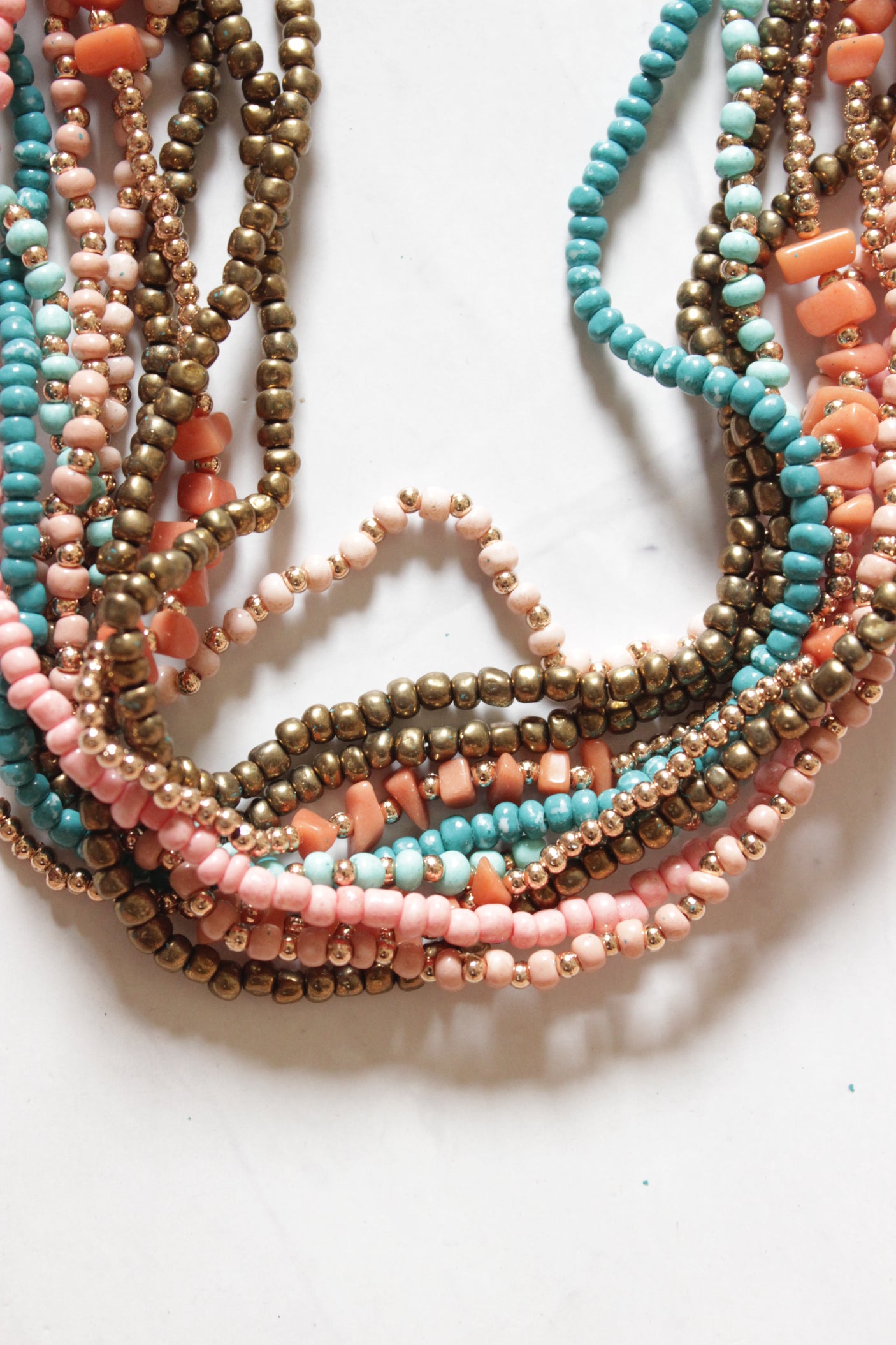 Multi-Layer Acrylic Beads Chain Closure Beaded Necklace