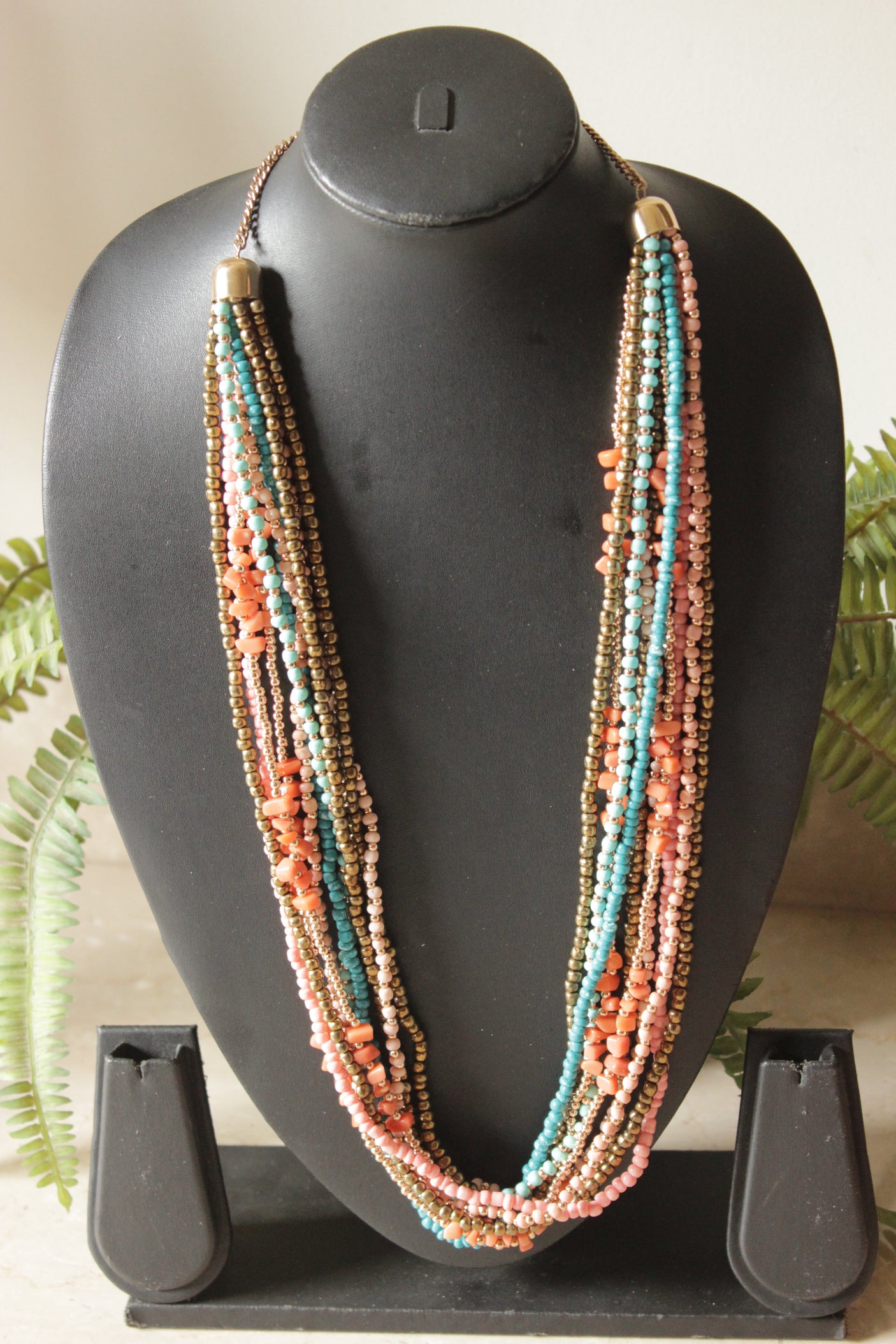 Multi-Layer Acrylic Beads Chain Closure Beaded Necklace