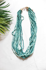 Turquoise and Blue Multi-Layer Handmade Beaded Necklace