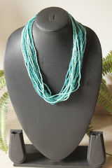 Turquoise and Blue Multi-Layer Handmade Beaded Necklace