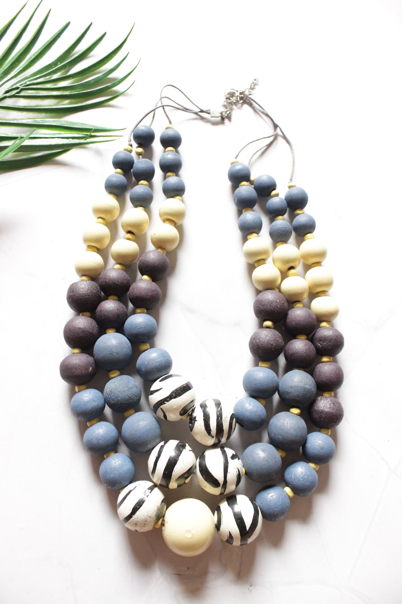 Earthy Wooden Beads 3 Layer Necklace