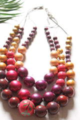 Vibrant Wooden Beads 3 Layer Necklace