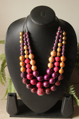Vibrant Wooden Beads 3 Layer Necklace