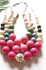 Vibrant Hand Painted Wooden Beads 3 Layer Necklace