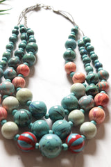 Vibrant Hand Painted Wooden Beads 3 Layer Necklace