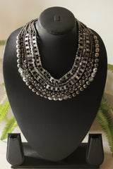 Grey Acrylic and Glass Beads Handmade Necklace