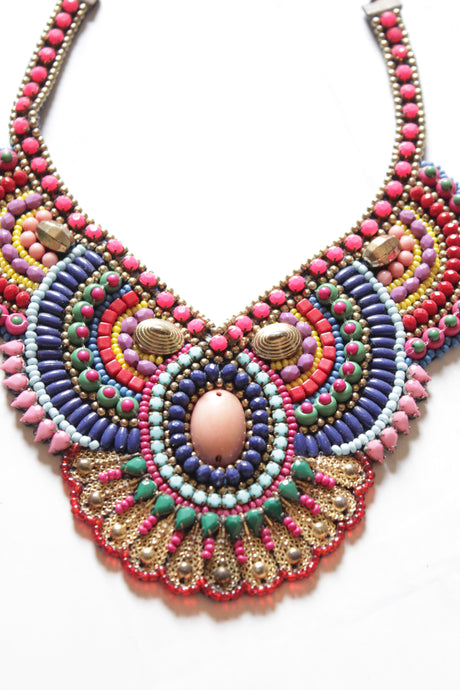 Multi Color Beaded Handmade Boho Necklace