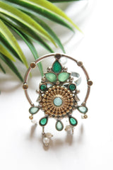 Dual Tone Glass Stones Embedded Statement Cocktail Ring