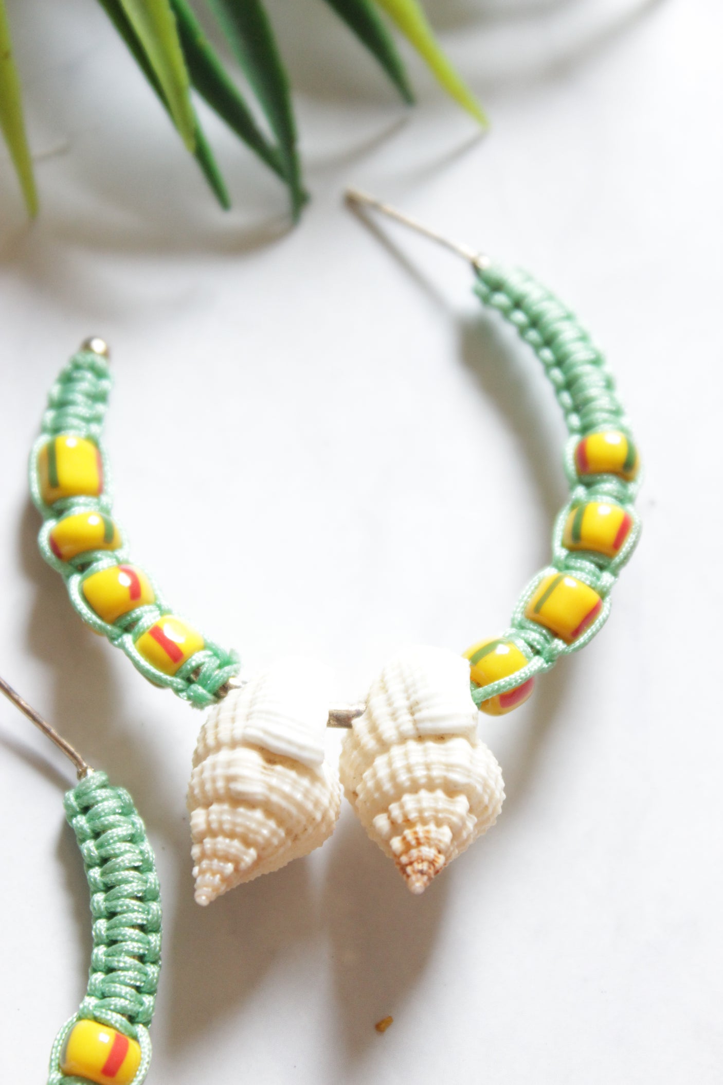 Handmade Shell and Beads Hoop Earrings