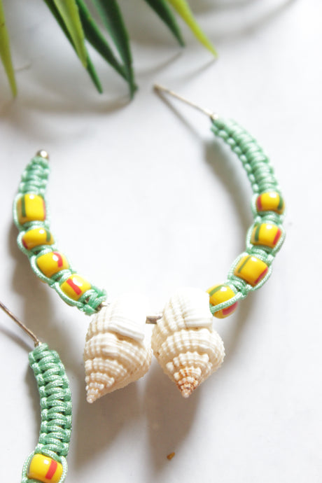 Handmade Shell and Beads Hoop Earrings