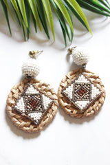 Handmade Bamboo and Beads Mesh Earrings
