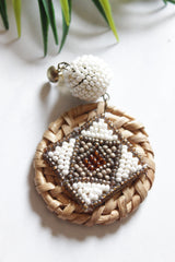 Handmade Bamboo and Beads Mesh Earrings