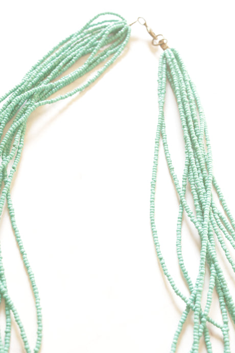 Turquoise and Bronze Color Beads Multi-Layer Handmade Beaded Necklace