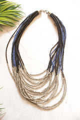 Purple and Siilver Beads Multi-Layer Handmade Beaded Necklace