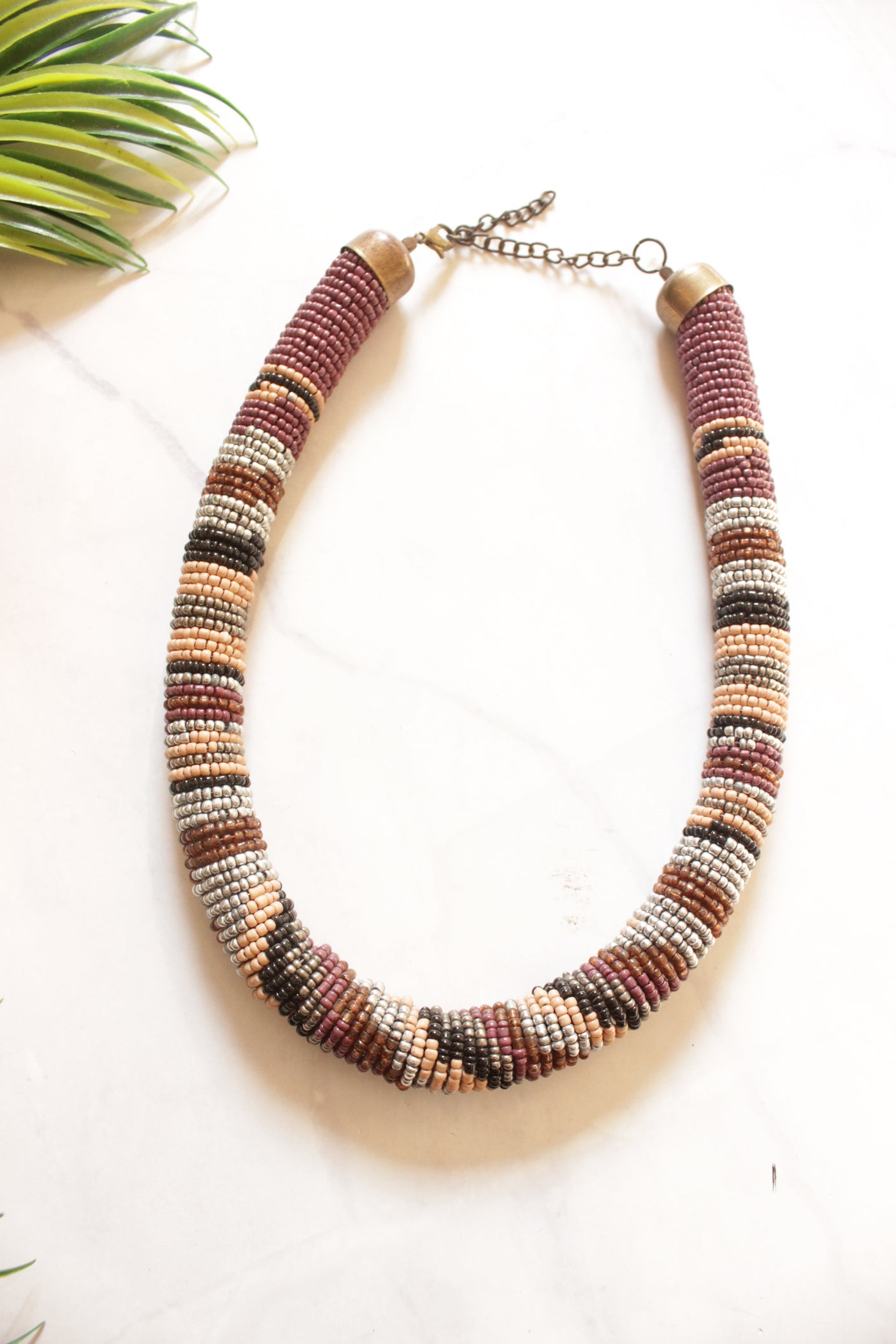 Muted Colors Beaded Handmade Necklace Set