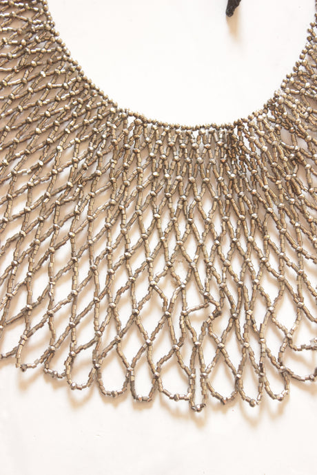 Silver Beads Statement Handmade Beaded Necklace